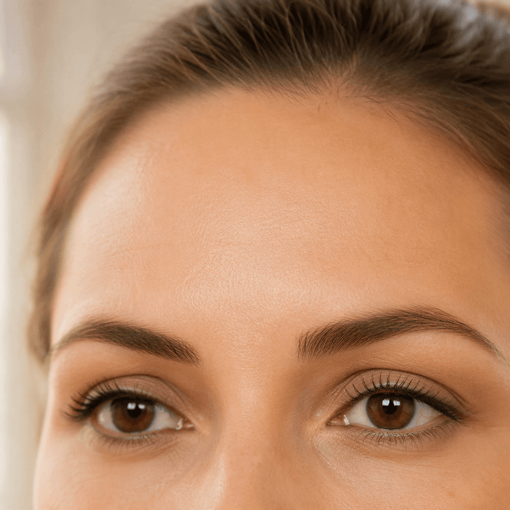 Frown and forehead typical of one-area anti-wrinkle treatment