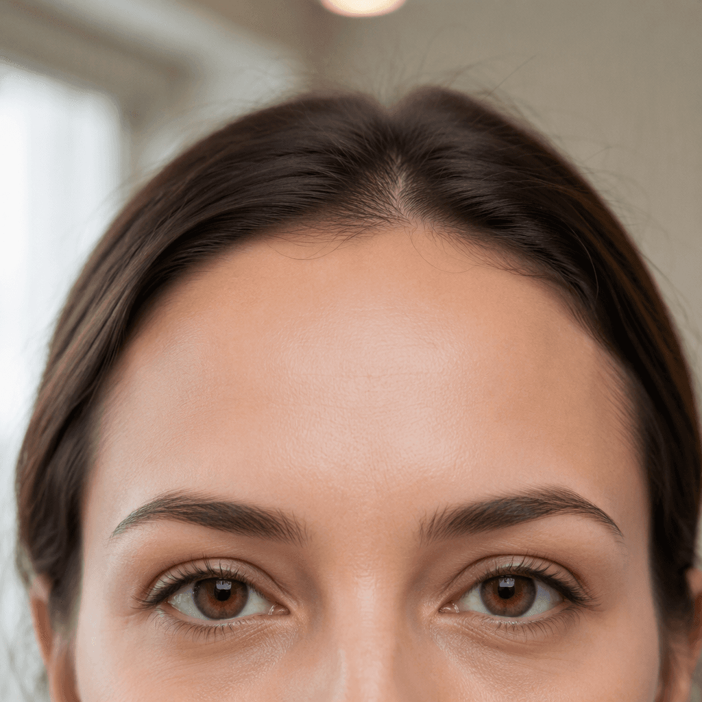 Forehead and frown typical of two-area anti-wrinkle treatment
