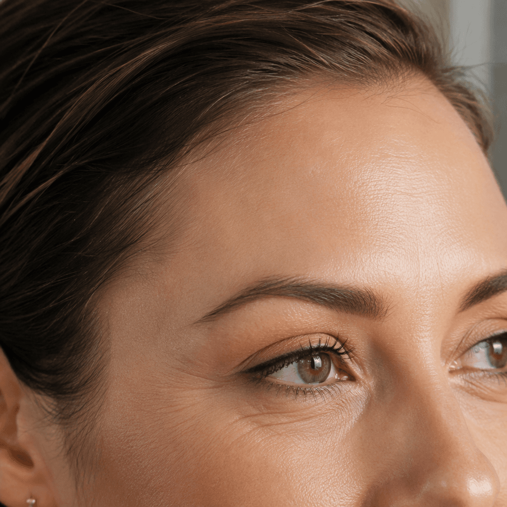 Forehead, frown and crow's feet typical of three-area anti-wrinkle treatment