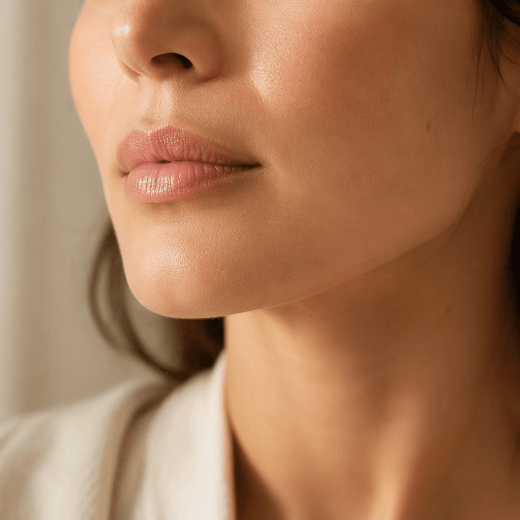 Jawline and chin typical of a 3 point lower lift