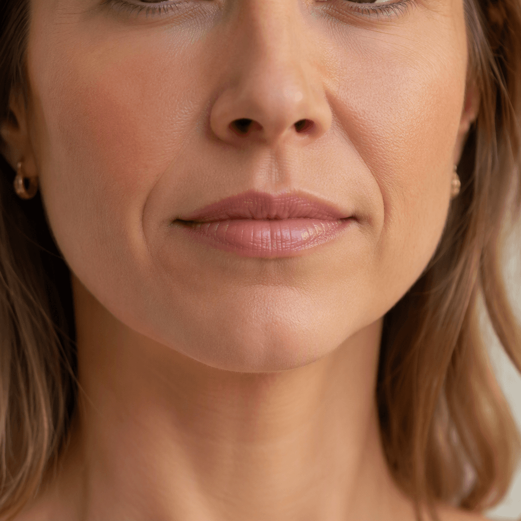 Lower face typical of combined nasolabial and marionette filler