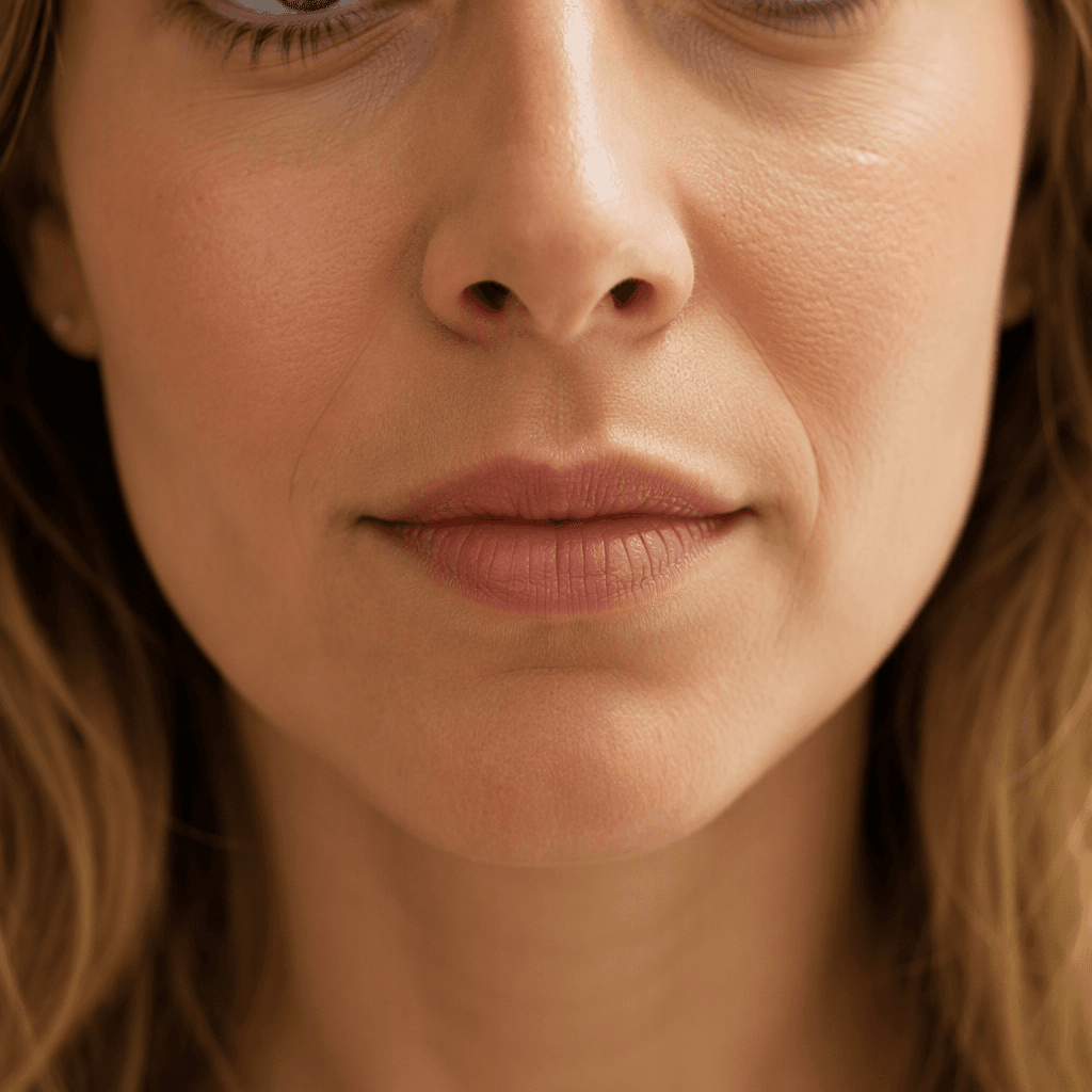 Smile lines typical of nasolabial fold filler