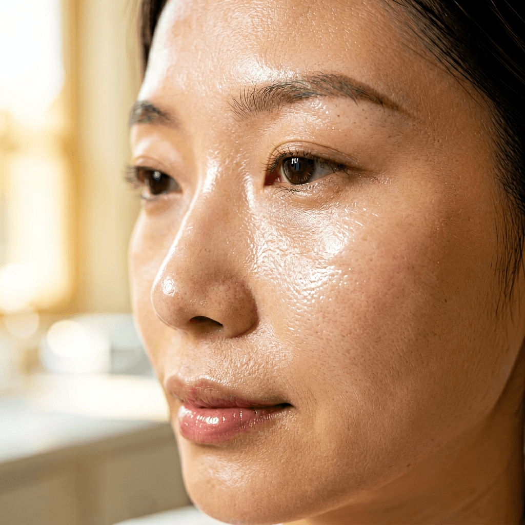 Under-eye and cheek skin typical of polynucleotide treatment