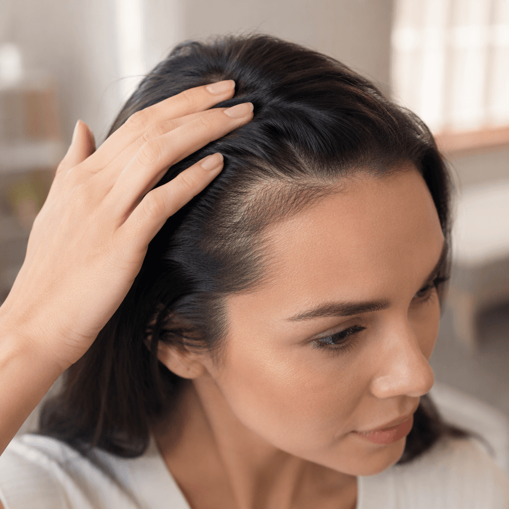 Hairline and scalp typical of PRP hair treatment